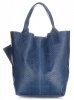 Kožené kabelka shopper bag Genuine Leather modrá 777